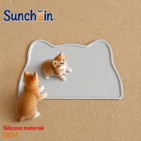 Tapis de Nourrissage pour Animaux de Compagnie en Forme de Tête de Chat, Grand Tapis en Silicone Antidérapant et Étanche pour Chiens et Chats, Accessoire de Repas Anti-Fuite