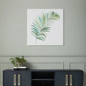 การออกแบบที่กำหนดเองพืชใบคริสตัลเรซิ่นผนังศิลปะยืดผ้าใบภาพวาดศิลปะสำหรับตกแต่งบ้าน