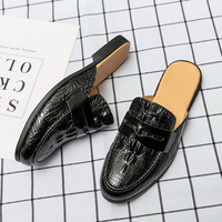Babouches Homme en Cuir Noir PU – Mules Tendance Décontractées à Enfiler pour Hommes