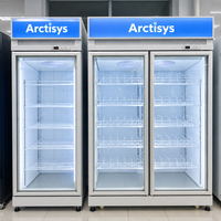Congélateur vitrine commercial vertical à porte vitrée, 1, 2, 3 ou 4 portes, pour la vente de produits surgelés