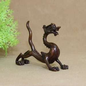 Scultura di Drago Cinese in Bronzo Antico, Statuetta di Bestia Mitologica, Oggetto da Collezione per Arredamento e Artefatto Culturale - Product Image 2