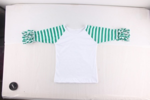 Giáng sinh đóng băng áo sơ mi trẻ em màu đỏ sọc trắng cơ thể raglan rung áo thun cô gái đóng băng ruffle raglan ngọn bóng chày trống áo sơ mi - Product Image 6