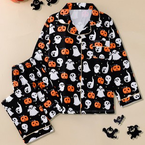 Pigiama Unisex Halloween con Top a Maniche Lunghe e Pantaloni, Colletto a Risvolto, Vestibilità Ampia, Loungewear Primavera Autunno, <span class=keywords><strong>Pigiami</strong></span> Personalizzabili all'Ingrosso - Product Image 1