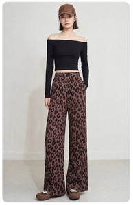 Pantalones Plisados Miyake Casuales PY 2026, Estampado de Leopardo Clásico, Cintura Elástica, Pierna Ancha, Ropa Occidental para Mujer - Product Image 6