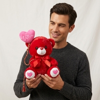 Ours en peluche de 30 cm avec ballon cœur et nœud, jouet en peluche doux, cadeau de Saint-Valentin pour petite amie et enfants, vente en gros