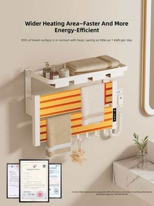 Radiateurs blancs électriques en alliage d'aluminium, chauffe-serviettes mural intelligent avec thermostat, séchoir à serviettes pour la maison - Product Image 1