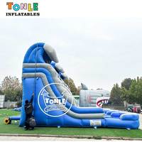 Toboggan aquatique gonflable géant de 20 pieds de haut avec piscine à vendre