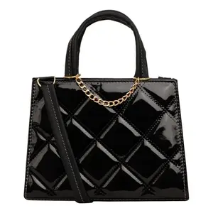 Bolso Bandolera Fana Nika con Asa Individual, Negro, PU, Diseño de Diamantes, Cadena, Cierre de Cremallera, Bolso de Hombro para Mujer - Product Image 1