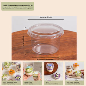 Hot Verkoopt 150 & 250Ml Yoghurt Pudding Snacks Huisdier Doorzichtige Ronde Doos Yoghurt Pudding Desserts Bakjes Bekers Met Aangepaste Logo Deksels - Product Image 4