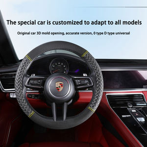 Funda de Volante de Cuero para <span class=keywords><strong>Interior</strong></span> de Automóvil Clásico, Cómoda, Negra, Nueva, Estilo Chino, Fundas para Volantes - Product Image 2