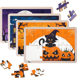 Halloween Pompoen Houten Peg Puzzels: Educatief Speelgoed Voor Kinderen Peuters Halloween Feest Gunsten Behandelen Geschenken - Product Image 1