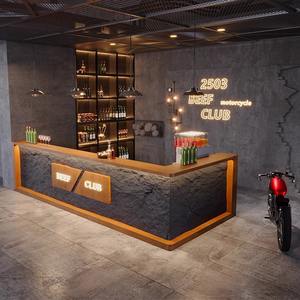 Bancone in MDF Stile Industriale Retrò per Bar Palestra Ristorante <span class=keywords><strong>Hotel</strong></span> Centro Commerciale <span class=keywords><strong>Reception</strong></span> Cassa Griglia Hot Pot - Product Image 3