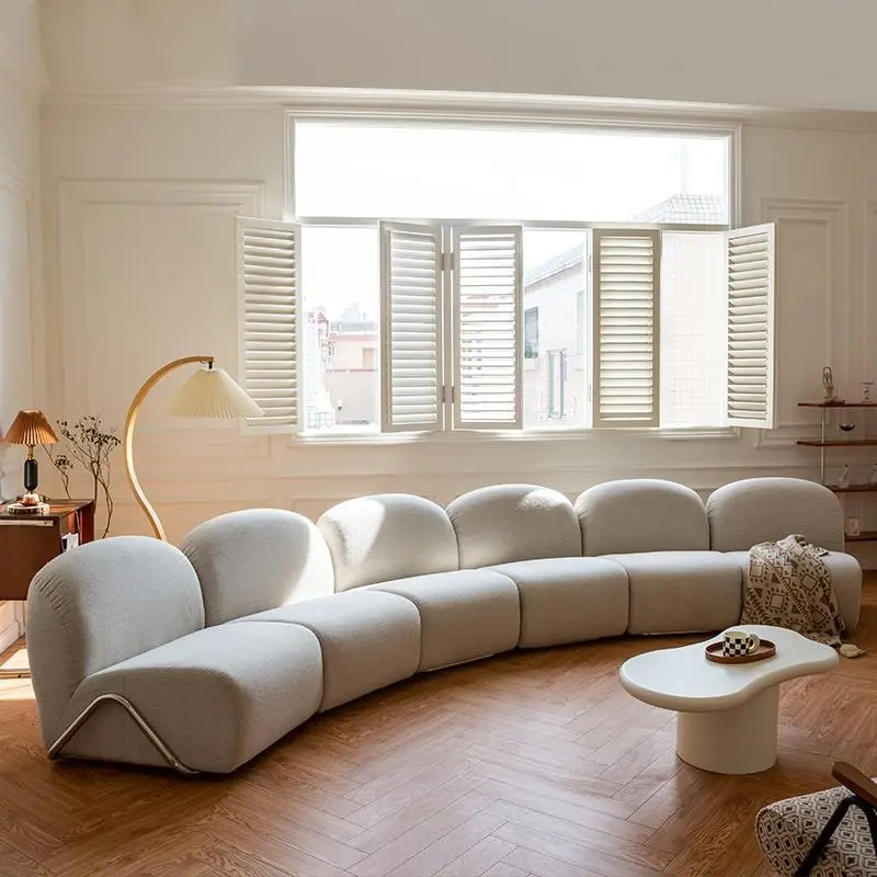 ATUNUS Lebanese Tacchini Victoria Lobby Beige White arc sofas chair curved wholesale Furniture velvet modular sectional sofa set