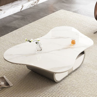 Table basse papillon moderne, durable et écologique, plateau en pierre frittée, étagère de rangement ovale, tiroir, base en acier inoxydable, armoire en MDF