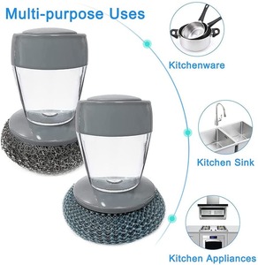 Spazzola per Piatti con Dispenser di Sapone Integrato in PET e Sfera in Acciaio Inox - Product Image 3