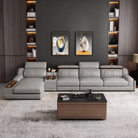 Canapé en cuir en forme de L pour salon moderne, design de villa de luxe, dossier décoratif
