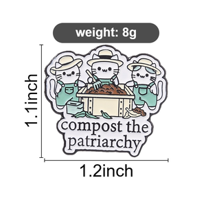 Grappige Compost The Patriarchy Emaille Pin Wit Tuinieren Kat Hoed Broche Revers Badge Sieraden Cadeau - Product Image 6