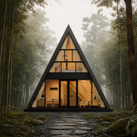 Cabane en bois surélevée, villa modulaire pour invités, développement hôtelier écologique préfabriqué, maison en A-frame S990