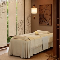 Parure de lit de massage de haute qualité 4 pièces pour spa facial, drap de lit, couvre-lit, housse de couette pour sauna, kaki