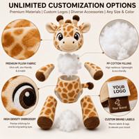 Fabricant de peluches mascotte girafe personnalisées OEM ODM Vente en gros Poupée réaliste en peluche pour mascottes de marque et articles cadeaux