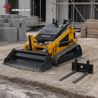 Prêt à être expédié CE ISO EPA Moteur diesel 50 CV Chargeuse compacte sur chenilles de 1,2 tonne avec godet combiné et fourche à foin