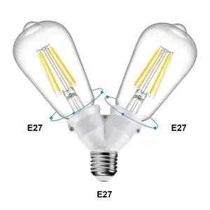 Vít 2-e27 đèn bóng đèn ổ cắm 2/1-E27 Bóng đèn giữ đèn Bộ chuyển đổi bóng đèn Ổ Cắm Công cụ chiếu sáng LED-Ánh sáng 2in1 đôi E27 xách tay - Product Image 4