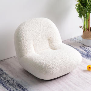 Sillón de Diseño Italiano, Giratorio, Eléctrico, de Ocio, con Tela Bouclé Blanca, Diseño Moderno, Patas de Madera Maciza, Muebles para Sala de Estar, Hogar - Product Image 2