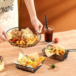 Keranjang Penggorengan Persegi Bulat dari Baja Tahan Karat untuk Kentang Goreng, Keranjang Logam Anyaman Besar Komersial untuk Penggorengan - Product Image 2