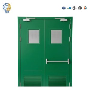 Puerta de Acero Contra Incendios con Clasificación de Resistencia al Fuego de 120 Minutos, Marco Galvanizado, Puerta Comercial de Acero Contra Incendios con Barra Antipánico para Salida de Emergencia - Product Image 1
