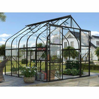 Serre isolée agricole Abri de jardin Étagère à fleurs Maison de jardin Maison verte Mini serre en verre avec toit Jardin surélevé
