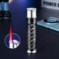 Briquet à gaz butane classique en métal, rechargeable, coupe-vent, avec flamme LED rouge, idéal pour les fêtes et l'éclairage créatif, vente en gros
