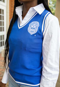 Nhà Sản Xuất Cung Cấp Tùy Chỉnh Phụ Nữ Hoàng Gia Màu Xanh Dệt Kim Áo Thun Vest Phụ Nữ Không Tay Áo Len - Product Image 3