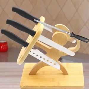 طقم سكاكين ستيك سبارتان من الخيزران بدون سكاكين، حامل سكاكين المطبخ على شكل محارب، حامل سكاكين به 7 فتحات - Product Image 3