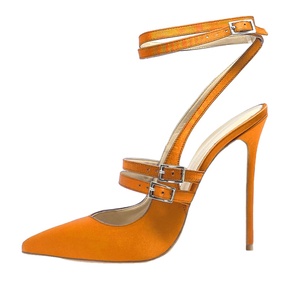Sandales à talons aiguilles en satin pour femmes, à bout pointu, avec boucle, chaussures à talons, directement de l'usine - Product Image 3