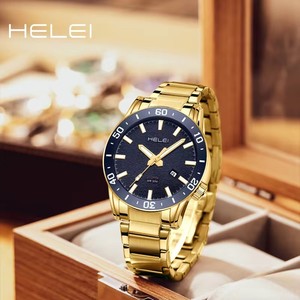 นาฬิกาข้อมือผู้ชาย Helei H9005A-<span class=keywords><strong>G</strong></span> รุ่นคลาสสิก แฟชั่น ควอตซ์ สแตนเลสสตีล 9005 นาฬิกาผู้ชายใหม่ เข็มเรืองแสง กันกระแทก - Product Image 1
