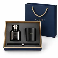 Diffuseur à bâtonnets noir de luxe 125 ml et bougie parfumée 165 g, coffrets cadeaux écologiques pour mariage – Vente Flash