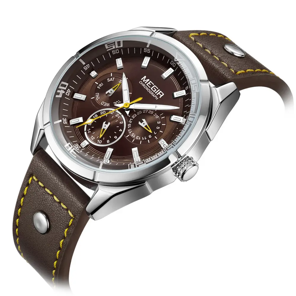 MEGIR ML2072G hommes montre à quartz horloge nom marque nouvelles montres en gros