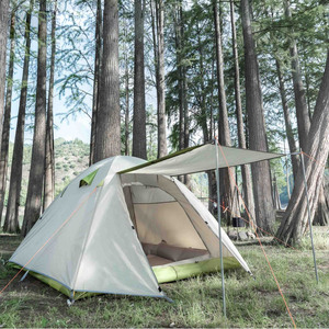 Tente de camping d'extérieur pour 2 à 4 personnes avec conception à double couche, épaissie pour la protection contre la pluie et l'ombrage, adaptée aux plages sablonneuses - Product Image 2