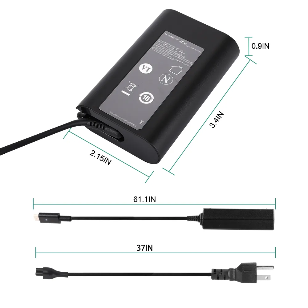 Bộ Sạc Máy Tính Xách Tay Bộ Sạc Cho Máy Tính Xách Tay Dell Bộ Sạc Máy Tính Xách Tay Inspiron USB-C Bộ Sạc Pin 45W 2.25A