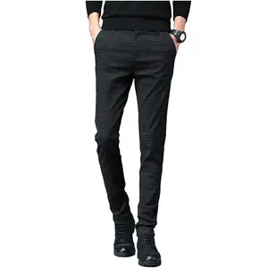 नि: शुल्क नमूने आउटडोर आकस्मिक पैंट पुरुषों की काले प्लेड पैंट पुरुषों की कपास सनी पैंट
