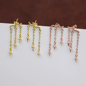 Boucle d'oreille en argent S925, grand modèle, 10-11 perles, boucle d'oreille pour femme, accessoires de bijoux DIY avec clou d'oreille, modèle 1102 - Product Image 1