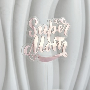 Décoration de gâteau pour fête des mères <span class=keywords><strong>Super</strong></span> Mom Numéros Double Couche Fournitures de fête Décoration - Product Image 5