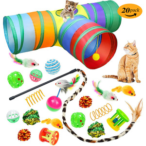 Jouet écologique pour chat en forme de poisson avec clochette, fausse fourrure et tunnel en caoutchouc pour chats - Product Image 2