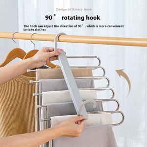 Cintre multifonctionnel antidérapant en acier inoxydable pour pantalons, pliable, télescopique, multicouche, spécial ménage, salon - Product Image 2