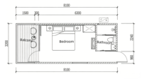 Maisonnette modulaire moderne entièrement meublée, maison préfabriquée pour l'hébergement en station balnéaire