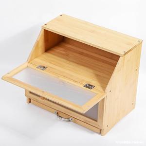 Caja de almacenamiento de pan de bambú de doble capa con divisiones, organizador de escritorio a prueba de polvo para uso en la cocina - Product Image 3