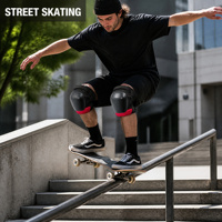 Genouillères de skate à coque rigide, protections résistantes aux chocs pour le skateboard urbain et le bowl riding, équipement de skate noir