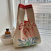 Produsen grosir tas jinjing rajutan awet kecil perayaan liburan lucu Mini ramah lingkungan untuk anak perempuan bordir logo