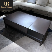 Design personnalisé Designer moderne Table basse carrée noire Table basse en bois avec dessus de table relevable