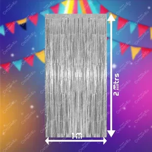 2 tende in carta metallizzata argento per decorazioni per feste - Product Image 2